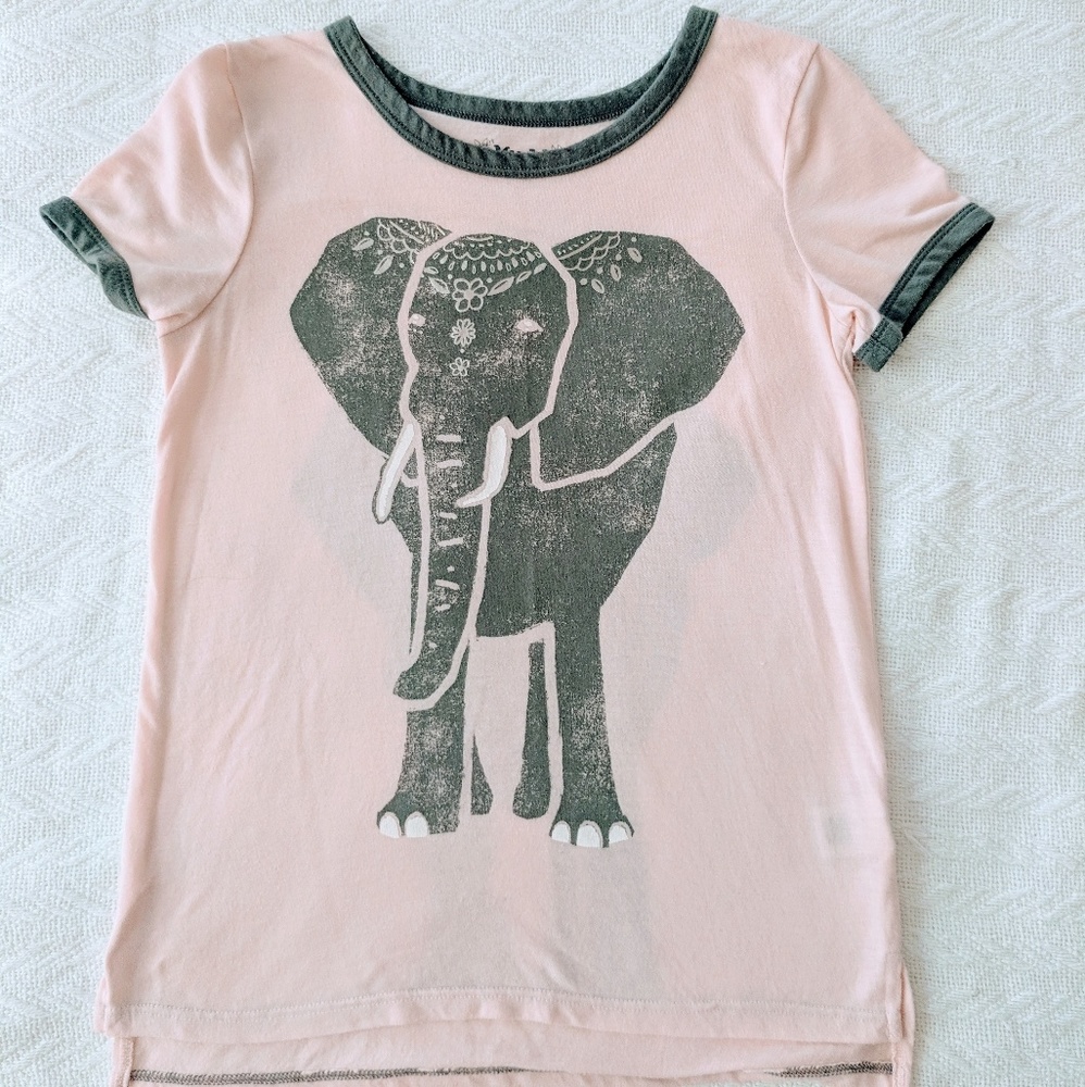 MUDD Girls Lt. Pink/Gray Elephant Tee